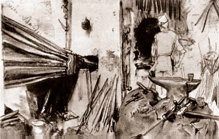  Adolpyh Von Menzel —— 火炉边的铁匠